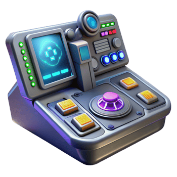 impressive contemporary A futuristic control panel with glowing buttons and displays, complex interface, sci-fi movie prop style exclusive png