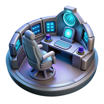 impressive artistic A spaceship cockpit with holographic controls, futuristic and complex, dim lighting professional png