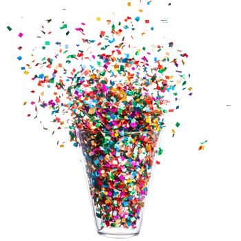 3D Colorful Birthday Candle With Confetti On Transparent Background png