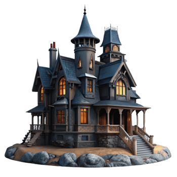beautiful contemporary A Dilapidated Victorian Mansion Dark premium png
