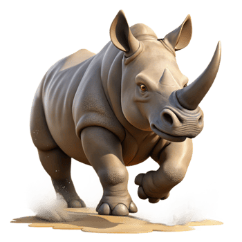 beautiful vintage A Powerful Rhinoceros Charging Through detailed png