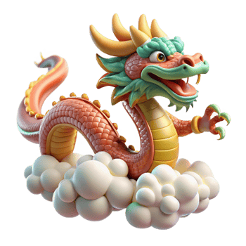 elegant minimalist A Wise Chinese Dragon Soaring Through detailed png