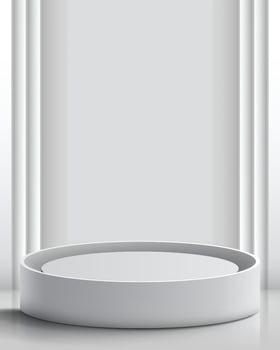white and grey 3d round product presentation podium background vector