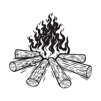 Vintage Black and White Bonfire Illustration vector