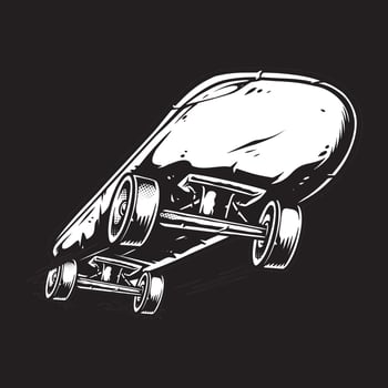 Vintage engraving Black and White Skateboard Illustration vector