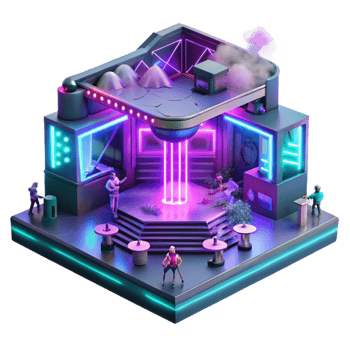 serene minimalist Cyberpunk nightclub, neon signs, holographic dancers, dark and smoky atmosphere, futuristic, detailed png