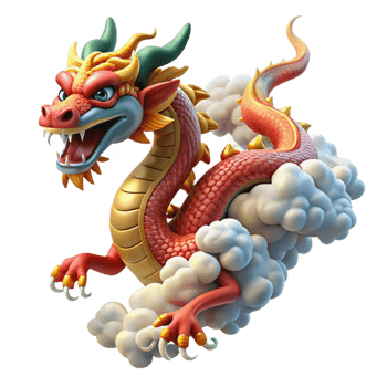 impressive vintage A Wise Chinese Dragon Soaring Through high resolution png