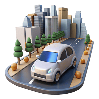 wonderful abstract A self-driving car navigating a busy city street, realistic rendering, photorealistic style 4K png