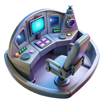 beautiful abstract A spaceship cockpit with holographic controls, futuristic and complex, dim lighting exclusive png
