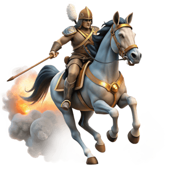elegant classic A fierce Amazon warrior on horseback, charging into battle, dust and smoke, realistic style authentic png