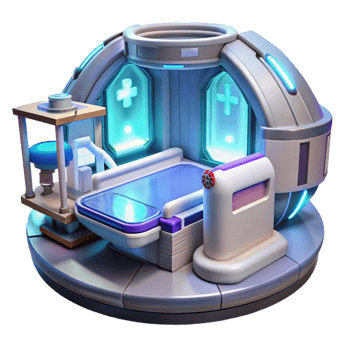 elegant contemporary A futuristic medical bay with holographic displays, sterile and clean, cinematic lighting original png