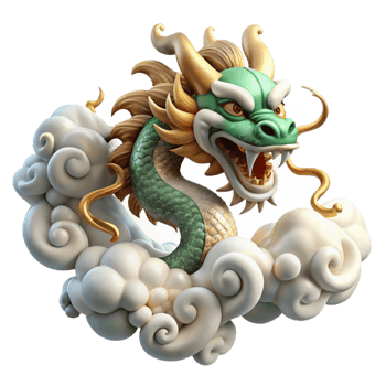 vibrant rustic The Chinese dragon god, surrounded by swirling clouds and celestial energy, traditional Chinese painting style high resolution png