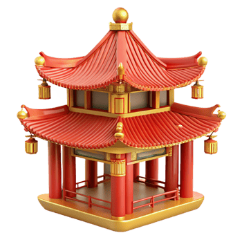 stunning modern A traditional Chinese pagoda, red and gold details, ornate style, soft lighting, premium png