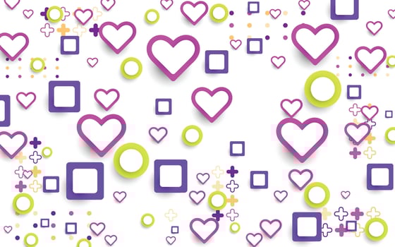 a background with many hearts and squares vector
