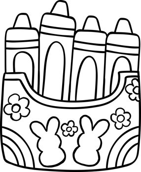 Easter School Crayons Box Cartoon Hand Drawn Outline black and white png