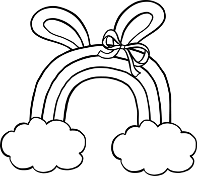 Easter School Pencil Rainbow Bunny Ears Cartoon Hand Drawn Outline black and white png