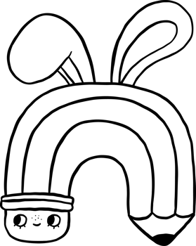 Cute Easter School Bunny Rainbow Pencil png