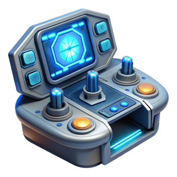 dramatic classic A futuristic control panel with glowing buttons and displays, complex and intricate design, lit by a soft, blue light high resolution png