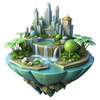 serene artistic Floating City on Giant Lily high quality png