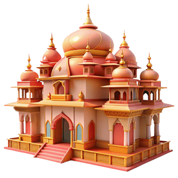 serene minimalist An ornate Indian palace, intricate carvings, vibrant colors, midday sun, detailed illustration professional png