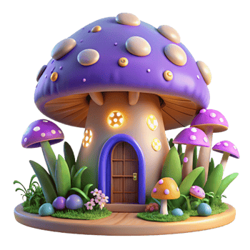 impressive modern A giant mushroom house in a fantasy forest, glowing mushrooms and colorful flowers, whimsical and magical detailed png