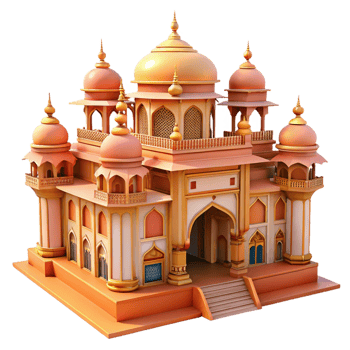 extraordinary artistic An ornate Indian palace, intricate carvings, vibrant colors, midday sun, detailed illustration professional png