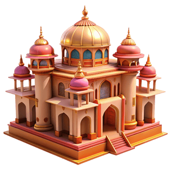 wonderful abstract An ornate Indian palace, intricate carvings, vibrant colors, midday sun, detailed illustration detailed png
