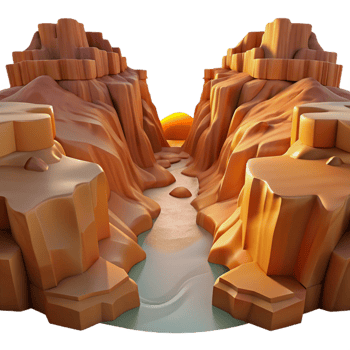 vibrant minimalist A desert canyon carved by wind and water, illuminated by the setting sun, in a dramatic, landscape style premium png