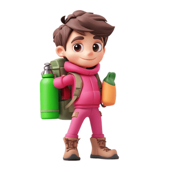 Cute Lego Character With Pink Jacket And Blue Jeans On Transparent Background png