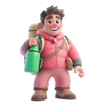 A lego figure with a pink jacket and blue jeans on transparent background png