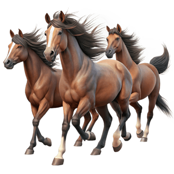 beautiful abstract A herd of wild horses galloping across a vast prairie, their manes flowing in the wind, in a romantic painting style detailed png