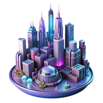 dramatic abstract A futuristic megacity with towering skyscrapers and flying vehicles, cyberpunk style, neon lights, original png