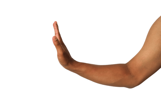 Male Hand Gesturing Stop, Brown Skin, Transparent Backgrounded Image for General Use. Image for png