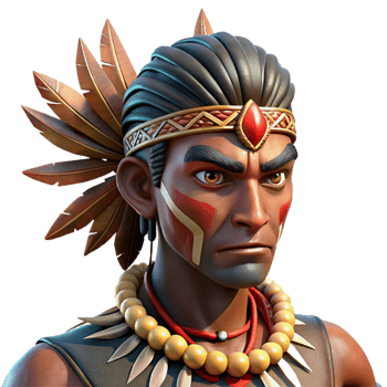 wonderful classic Portrait of a tribal warrior adorned with vibrant face paint and feathers, dappled sunlight filtering through a forest canopy, National Geographic style original png
