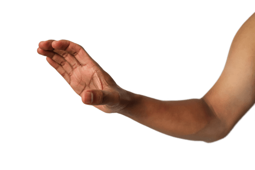 Brown Male Hand Gesturing Stop On Transparent Background With Extended Arm And Open Palm png