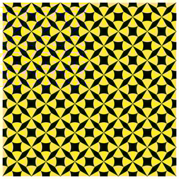 A geometric pattern alternating yellow and black shapes, creating an intriguing tessellated design, it could be used as a wallpaper, fabric design, curtain, pillow, or other decorative elements vector