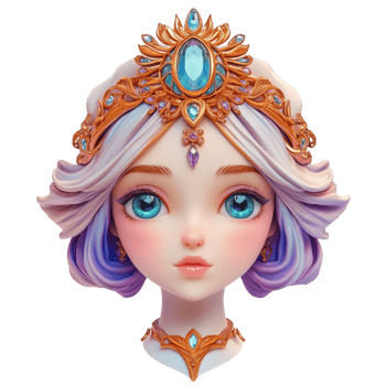 Elegant Woman With Blue Hair And Gold Headpiece Isolated On Transparent Background png