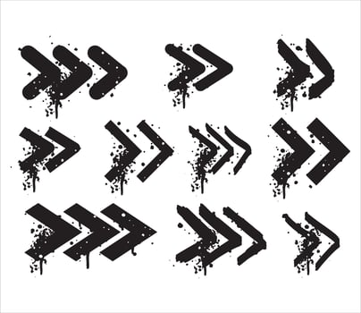 Graffiti arrow. Paint swipe grunge tag. Right or left moving symbol. Urban ink direction. Dirty spray splash. vector