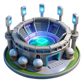 serene classic A futuristic sports stadium, holographic displays, dynamic lighting, high-tech details 4K png