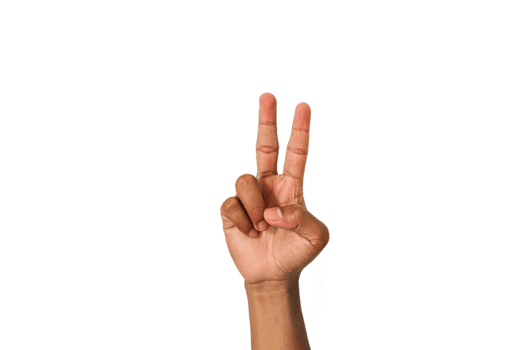 Brown Hand Gesturing Peace Sign on Transparent Background png