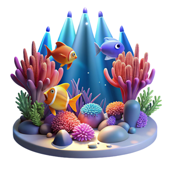 serene minimalist A Vibrant Coral Reef Teeming with original png