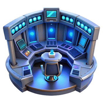 extraordinary traditional A futuristic spaceship interior with holographic displays and sleek control panels, dim blue lighting genuine png