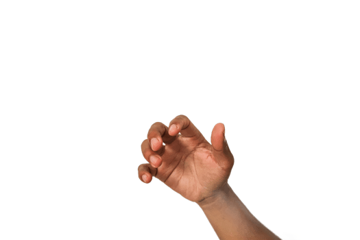 Dark Brown Hand Reaching, Grasping Gesture, Isolated on Transparent Background png