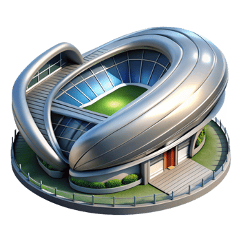 magnificent contemporary A futuristic sports stadium, sleek metallic curves, dynamic lighting, high-tech style detailed png