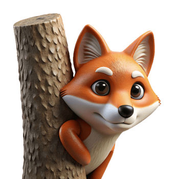 serene traditional A curious fox peering out from behind a tree, sly expression and detailed fur, realistic style genuine png