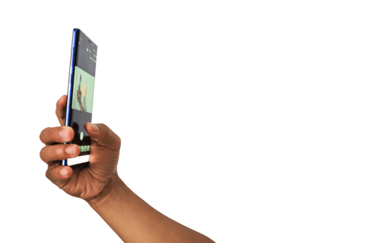 Dark Blue Smartphone Held In Hand Against Transparent Background png