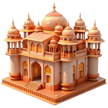 vibrant modern An ornate Indian palace, intricate carvings, vibrant colors, midday sun, detailed illustration professional png