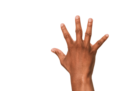 Brown Hand Raised Against Black Background png