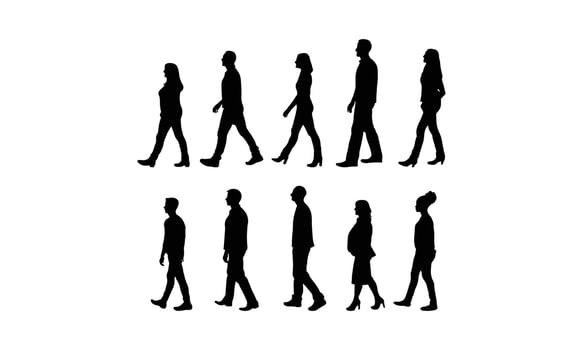 Hand Drawn Person Walking Silhouette Illustration for Design Projects. vector