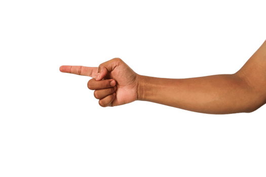 a hand pointing at something on a transparent background png